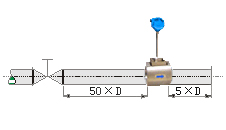 插入式涡街流量计直管段安装要求示意图六